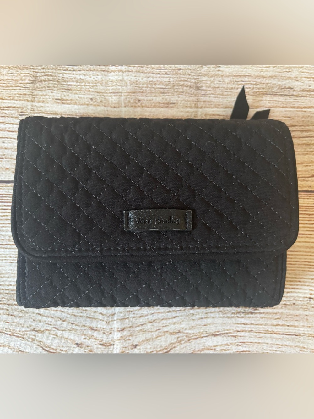 Vera Bradley Microfiber/Quilted Black Riley Trifold Wallet